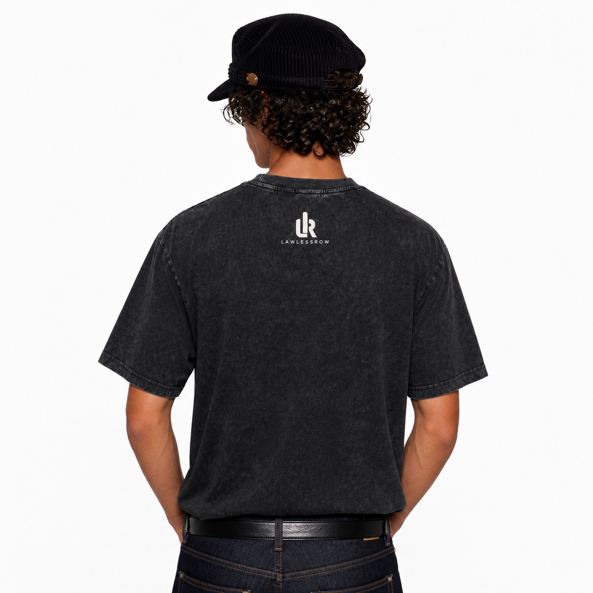 LAWLESS ROW Cyber Mech Neon Graphic Vintage Washed Tee