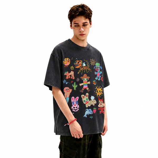 LAWLESS ROW Doodle Creatures Vintage Washed Tee - hover