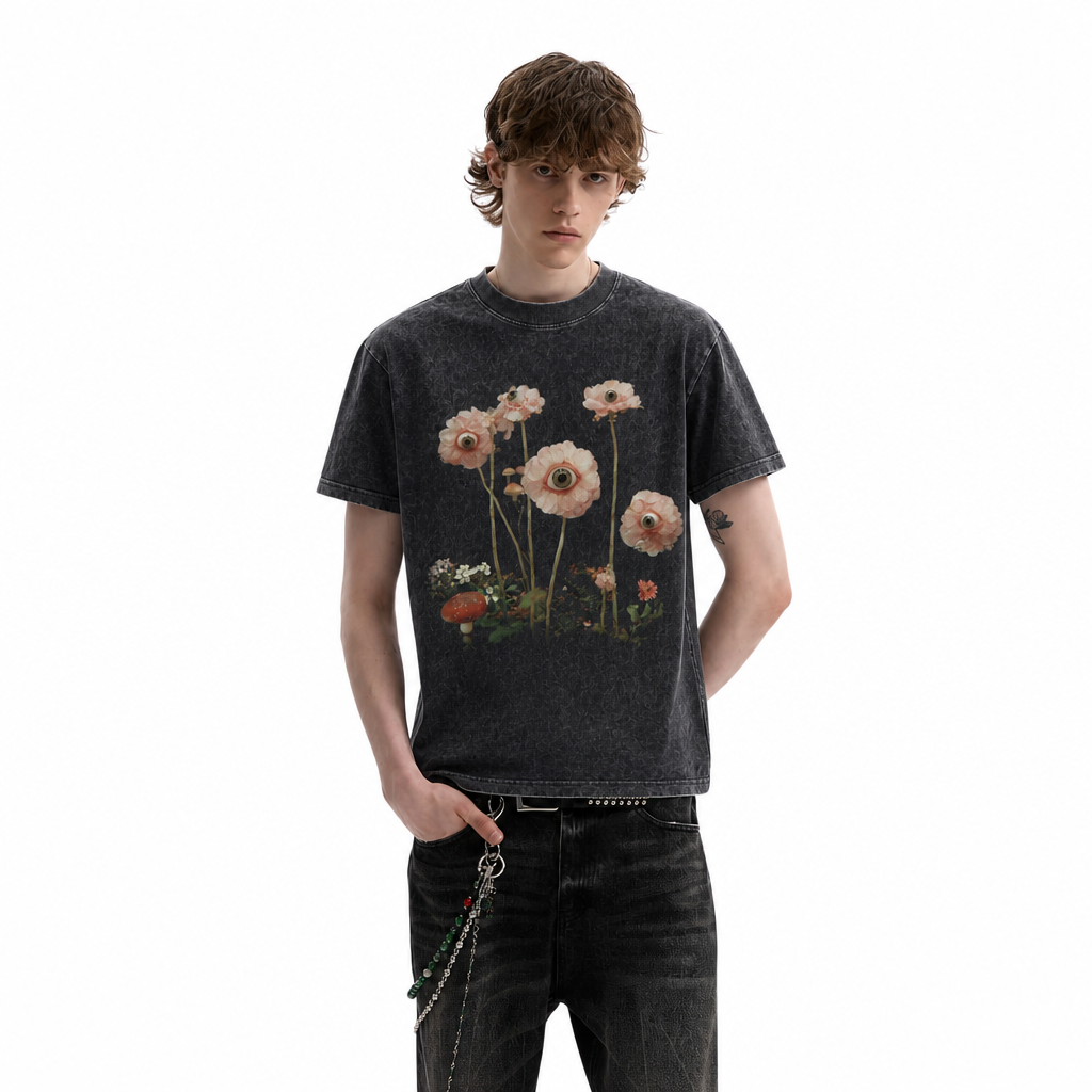 LAWLESS ROW Eyeball Flowers Vintage Washed Tee