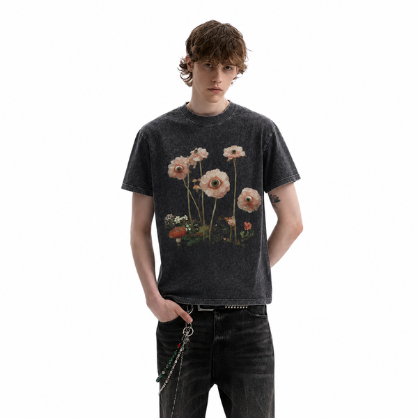 LAWLESS ROW Eyeball Flowers Vintage Washed Tee - hover