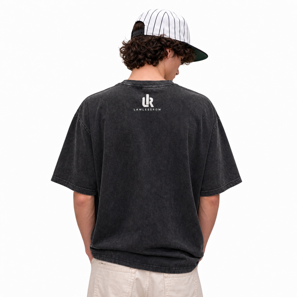 LAWLESS ROW I Wanna Be Your Slave Slogan Graphic Tee - Unisex Oversized Heavyweight Acid Wash T-Shirt