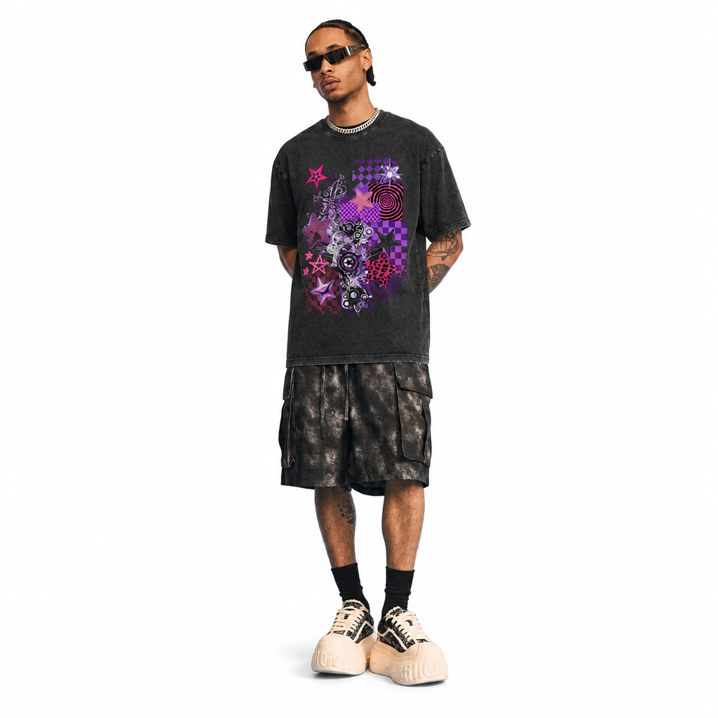 LAWLESS ROW Purple Chaos Vintage Washed Tee