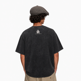 LAWLESS ROW Whimsical Animal Alphabet Typography Graphic Tee - Unisex Oversized Heavyweight Acid Wash T-Shirt