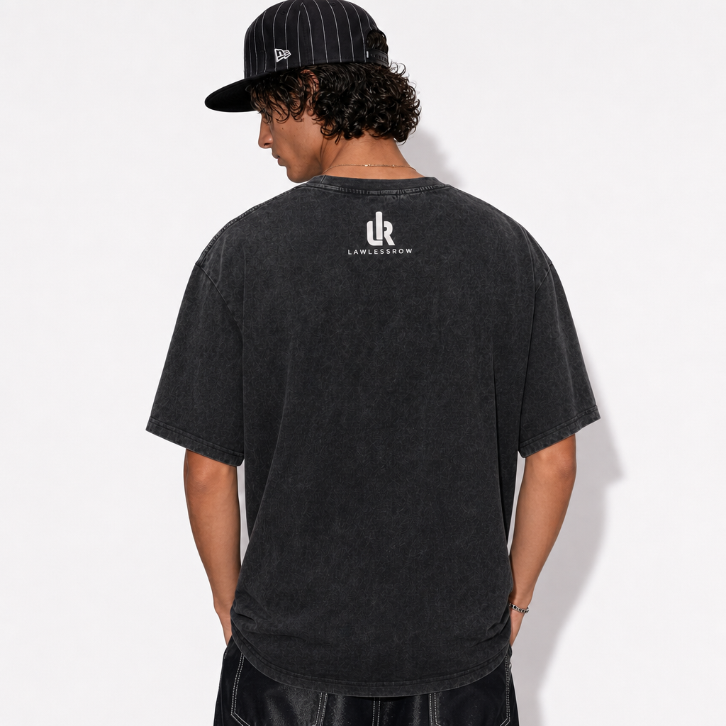 LAWLESS ROW Pebble Mosaic Typography Vintage Washed Tee