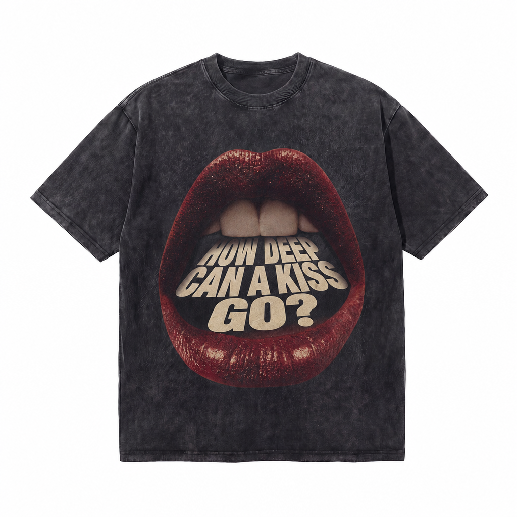LAWLESS ROW How Deep Can A Kiss Go Graphic Vintage Washed Tee