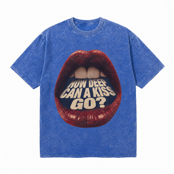 LAWLESS ROW How Deep Can A Kiss Go Graphic Vintage Washed Tee - hover