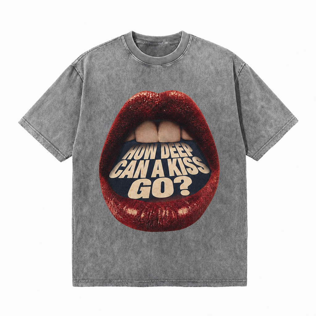 LAWLESS ROW How Deep Can A Kiss Go Graphic Vintage Washed Tee