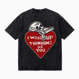 LAWLESS ROW Thinking Of You Skeleton Heart Vintage Washed Tee