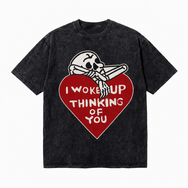 LAWLESS ROW Thinking Of You Skeleton Heart Vintage Washed Tee