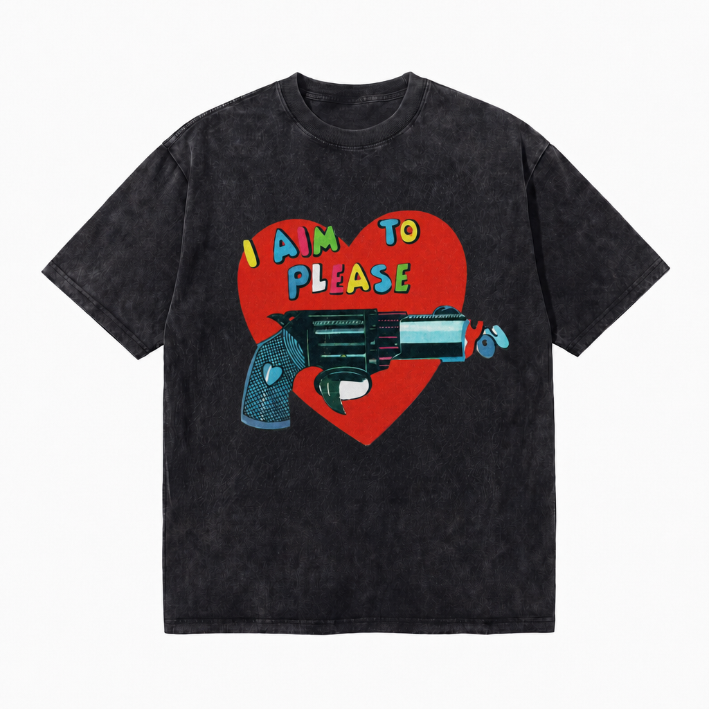 LAWLESS ROW I Aim To Please Heart Revolver Vintage Washed Tee