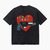 LAWLESS ROW I Aim To Please Heart Revolver Vintage Washed Tee