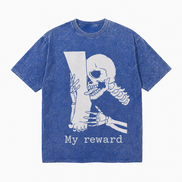 LAWLESS ROW My Reward Skeleton Graphic Vintage Washed Tee