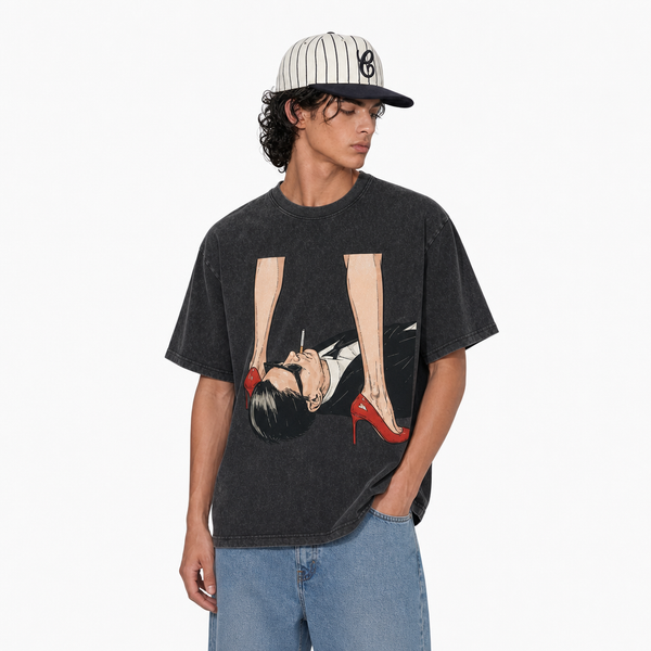 LAWLESS ROW Stiletto Noir Comic Graphic Vintage Washed Tee - hover