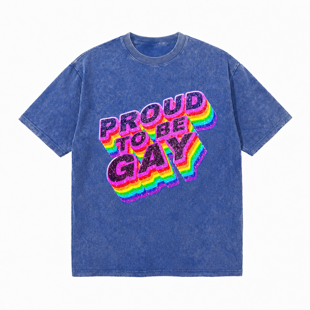 LAWLESS ROW Proud To Be Gay Rainbow Vintage Washed Tee
