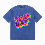 LAWLESS ROW Proud To Be Gay Rainbow Vintage Washed Tee