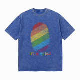 LAWLESS ROW It’s In My DNA Rainbow Thumbprint Vintage Washed Tee