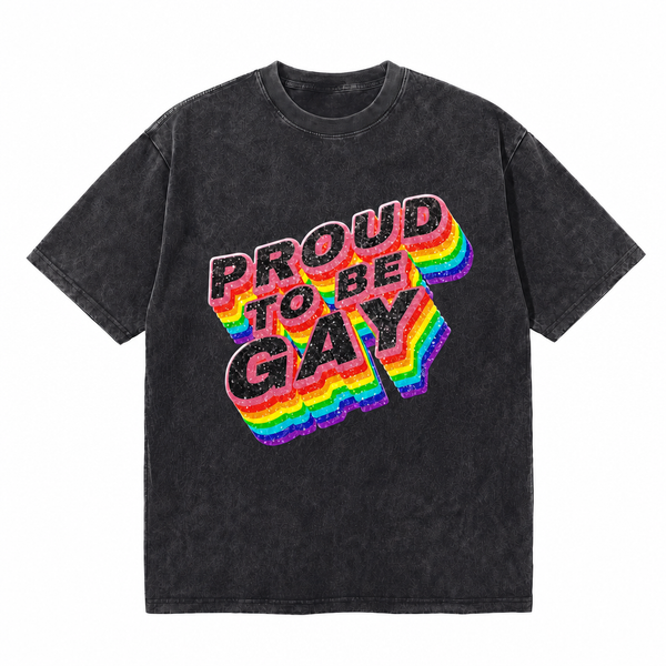 LAWLESS ROW Proud To Be Gay Rainbow Vintage Washed Tee