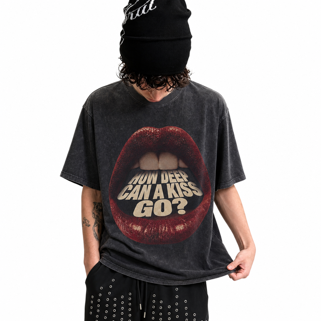 LAWLESS ROW How Deep Can A Kiss Go Graphic Vintage Washed Tee