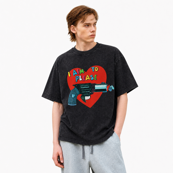 LAWLESS ROW I Aim To Please Heart Revolver Vintage Washed Tee - hover