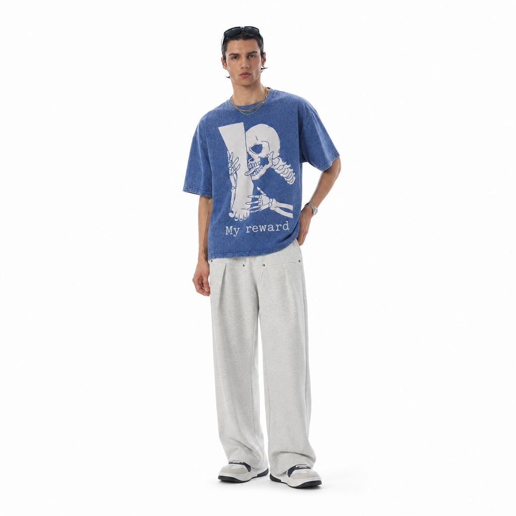 LAWLESS ROW My Reward Skeleton Graphic Vintage Washed Tee