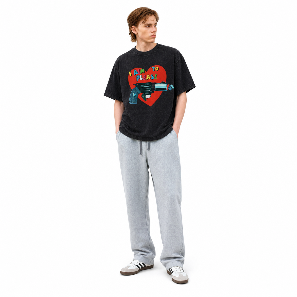 LAWLESS ROW I Aim To Please Heart Revolver Vintage Washed Tee