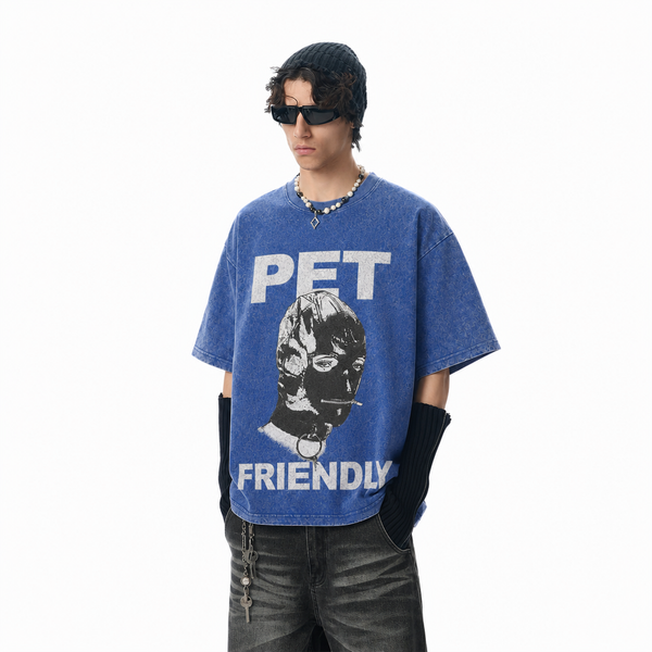 LAWLESS ROW Pet Friendly Balaclava Figure Vintage Washed Tee - hover
