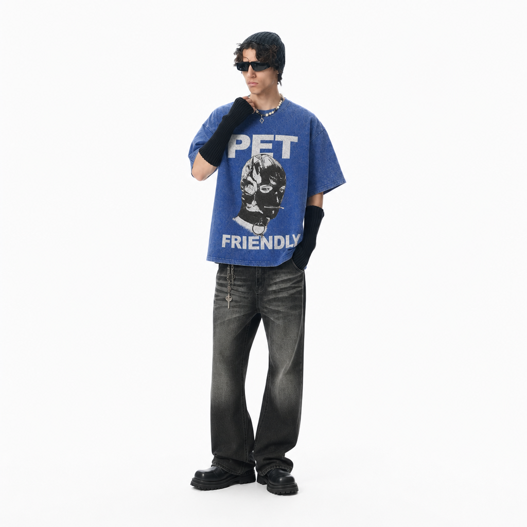 LAWLESS ROW Pet Friendly Balaclava Figure Vintage Washed Tee