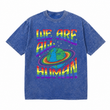 LAWLESS ROW We Are All Human Rainbow Earth Vintage Washed Tee
