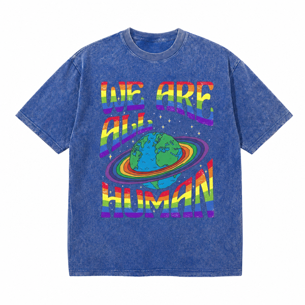 LAWLESS ROW We Are All Human Rainbow Earth Vintage Washed Tee - hover