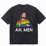 LAWLESS ROW Ah, Men Rainbow Figure Vintage Washed Tee
