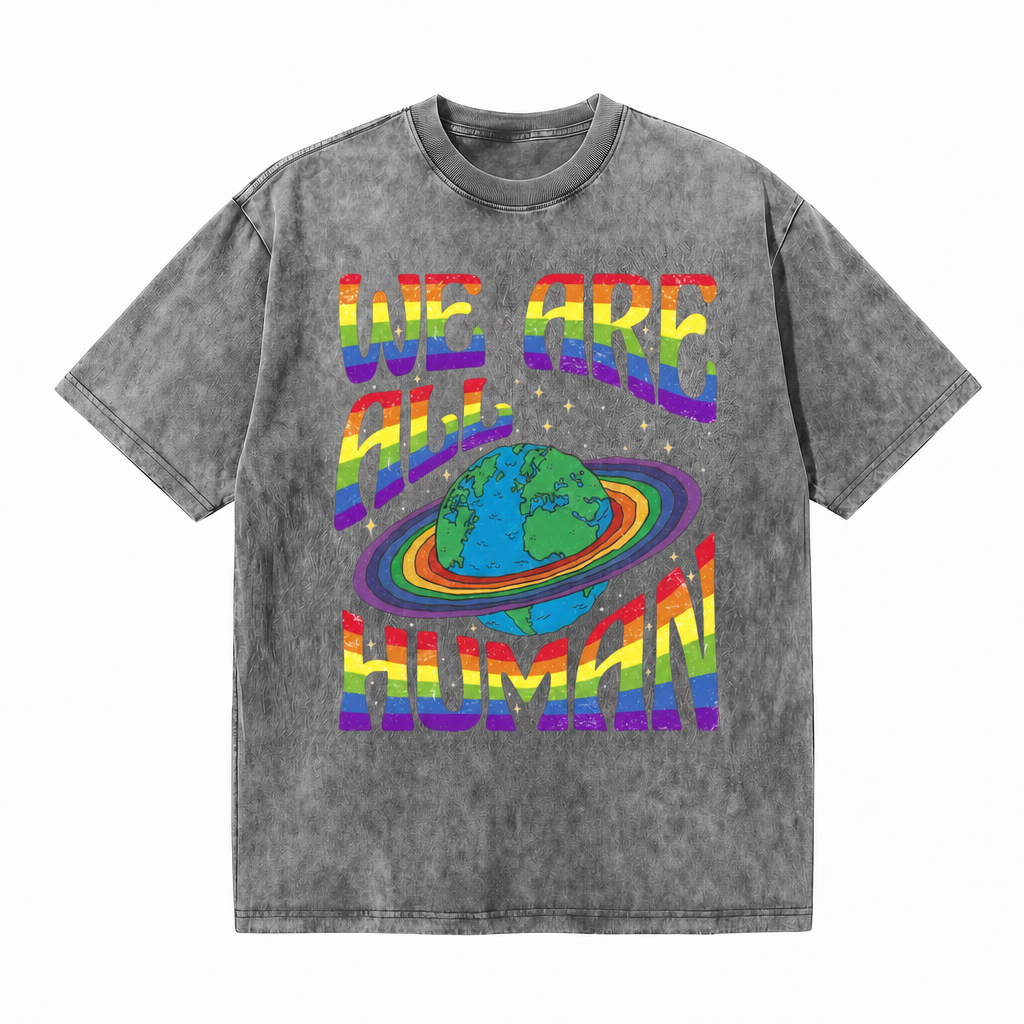 LAWLESS ROW We Are All Human Rainbow Earth Vintage Washed Tee