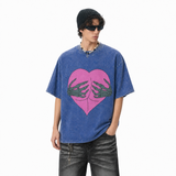 LAWLESS ROW Skeleton Hands Heart Vintage Washed Tee
