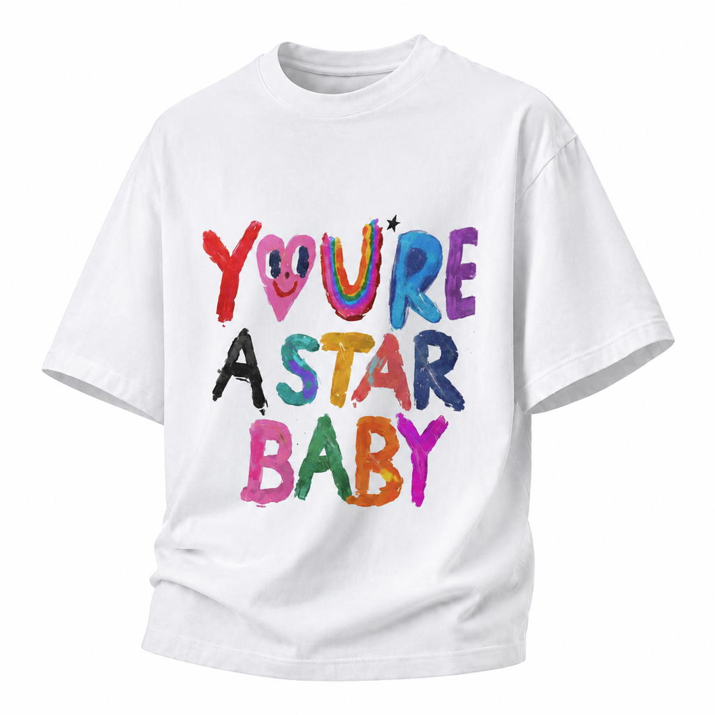 LAWLESS ROW PAINTED STAR BABY CRISP WHITE HEAVY TEE