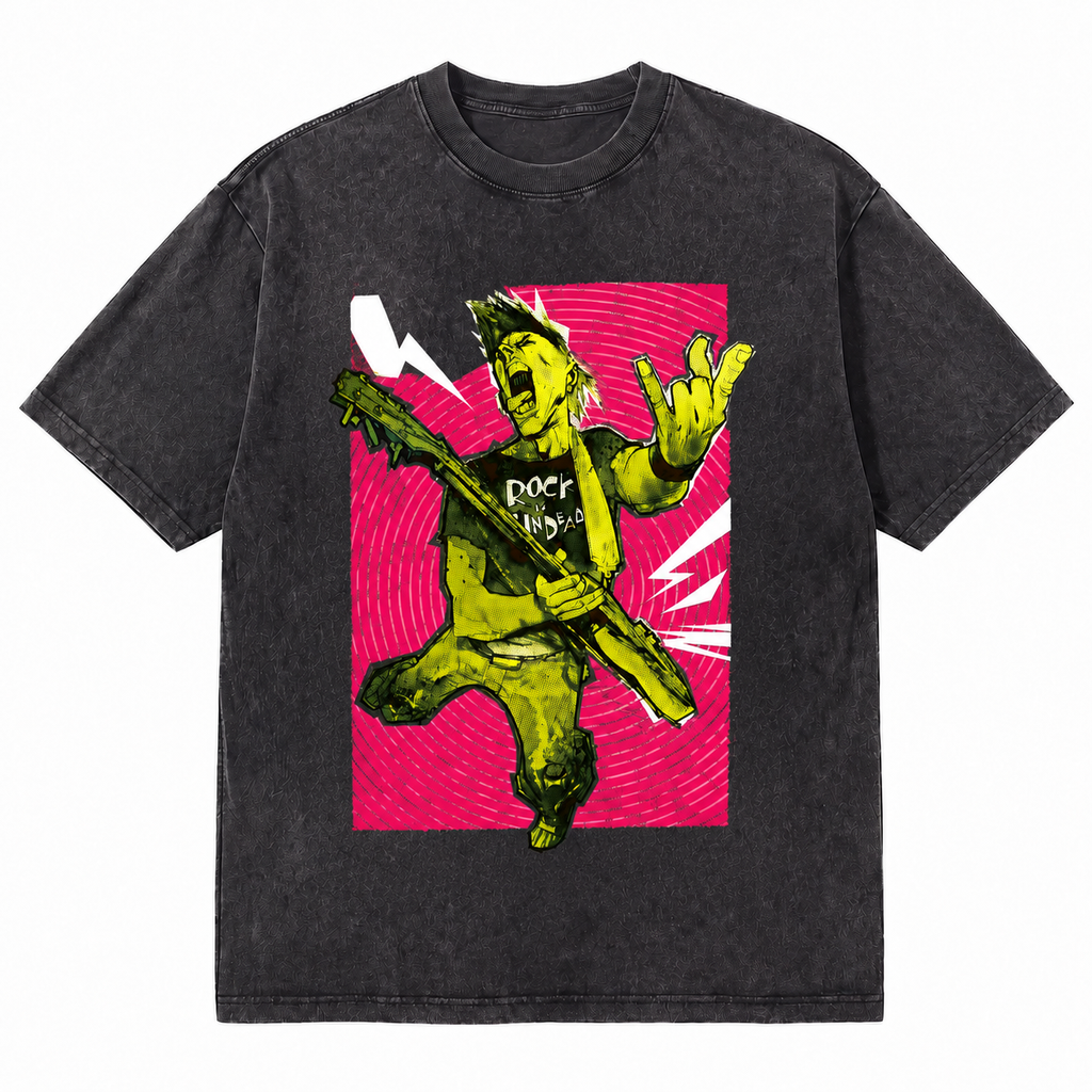 LAWLESS ROW UNDEAD ROCKER VINTAGE BLACK WASHED TEE