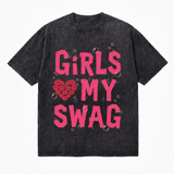 LAWLESS ROW GIRLS LOVE MY SWAG VINTAGE ACID WASH WASHED  TEE
