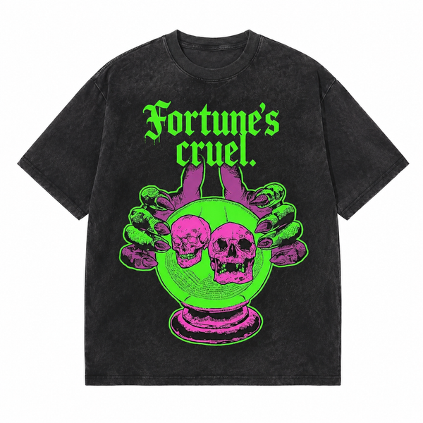LAWLESS ROW CRUEL FORTUNE OCCULT VINTAGE BLACK WASHED TEE