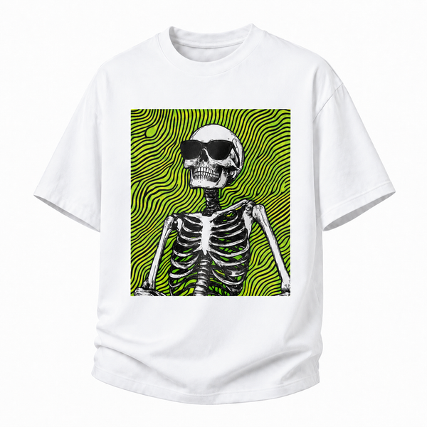 LAWLESS ROW NEON ACID SKELETON CRISP WHITE HEAVY TEE