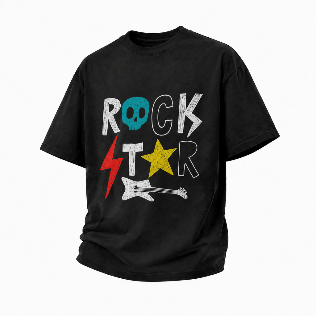 LAWLESS ROW SKETCHED ROCK STAR VINTAGE BLACK HEAVY TEE