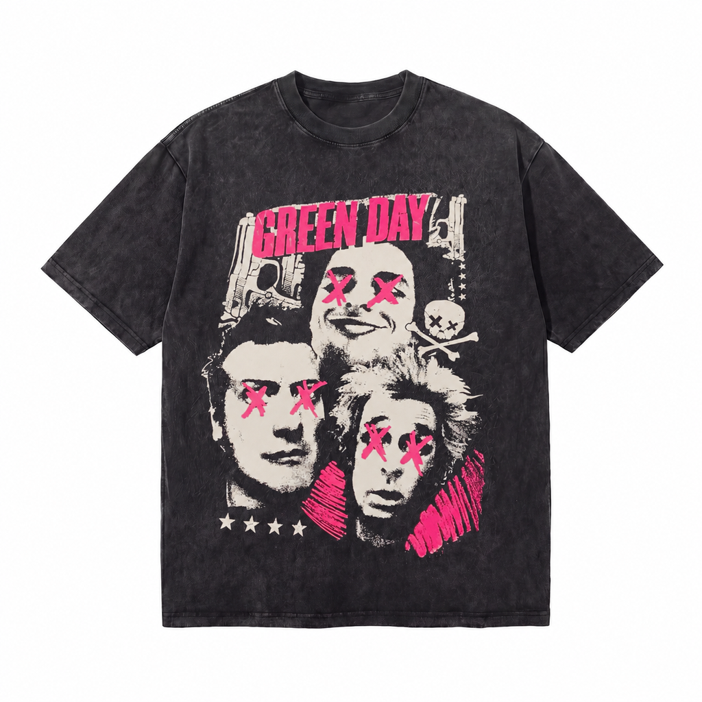 LAWLESS ROW VANDALIZED PUNK PORTRAIT VINTAGE BLACK WASHED TEE