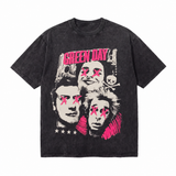 LAWLESS ROW VANDALIZED PUNK PORTRAIT VINTAGE BLACK WASHED TEE