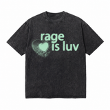 LAWLESSROW Rage Is Luv Broken Heart Vintage Acid Wash Tee