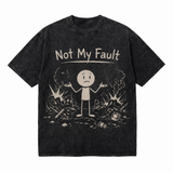 LAWLESSROW Not My Fault Stick Figure Vintage Acid Wash Tee