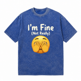 LAWLESSROW I’m Fine (Not Really) Face‑Palm Emoji Vintage Acid Wash Tee