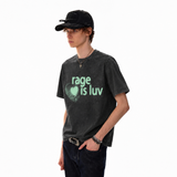 LAWLESSROW Rage Is Luv Broken Heart Vintage Acid Wash Tee