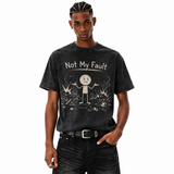 LAWLESSROW Not My Fault Stick Figure Vintage Acid Wash Tee