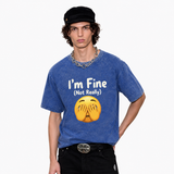 LAWLESSROW I’m Fine (Not Really) Face‑Palm Emoji Vintage Acid Wash Tee