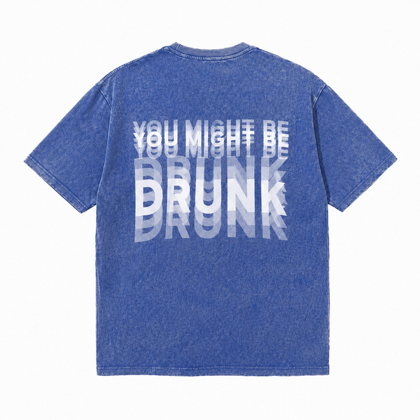LAWLESSROW You Might Be Drunk Distorted Vision Blue Vintage Acid Wash Tee - hover