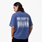 LAWLESSROW You Might Be Drunk Distorted Vision Blue Vintage Acid Wash Tee