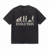 LAWLESSROW Evolution Parody Human Evolution Satire Vintage Acid Wash Tee