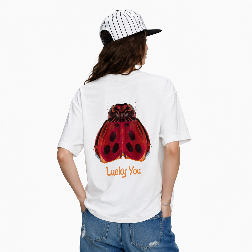 LAWLESSROW Lucky You Ladybug Illustration Vintage Heavy Tee
